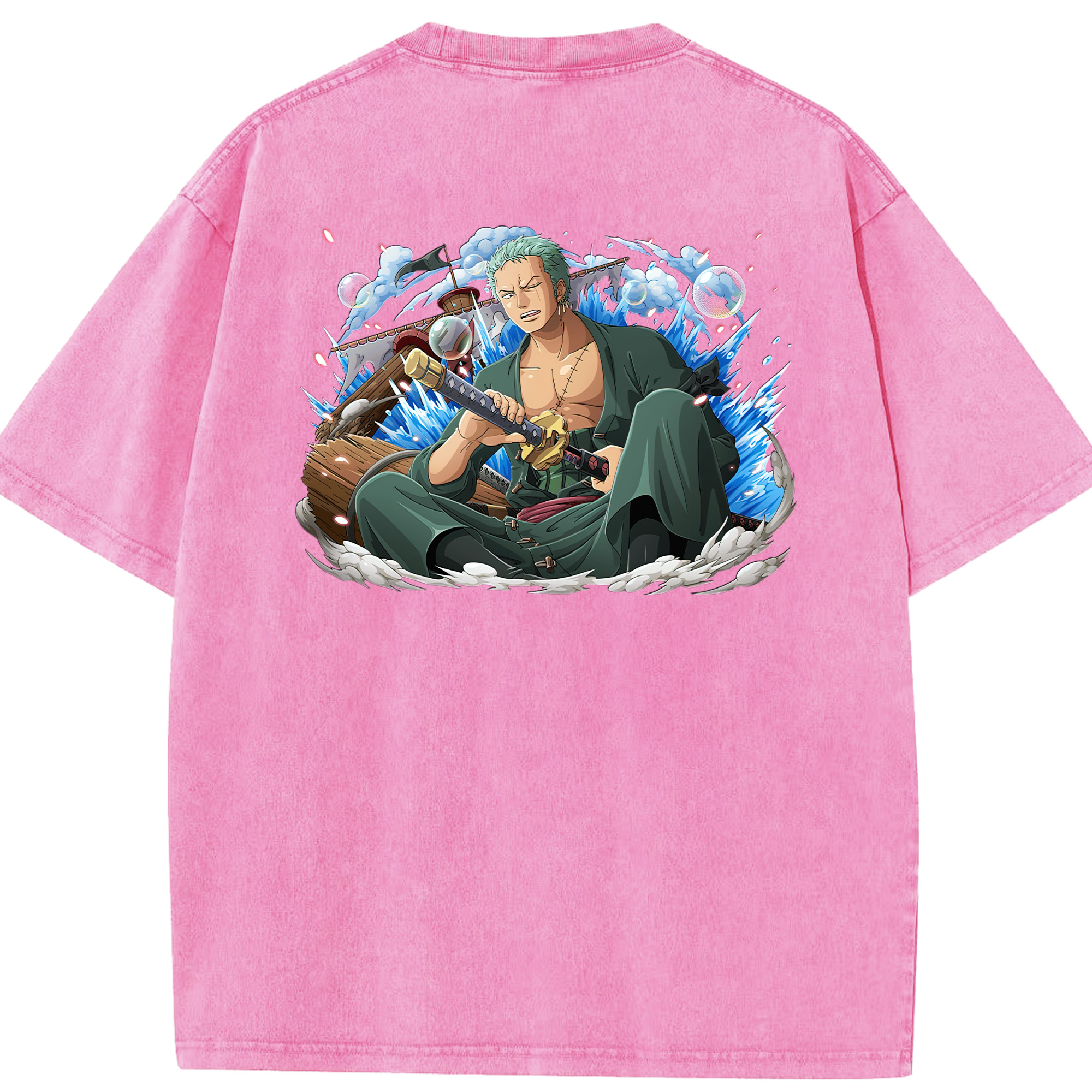 ワンピース ロロノア・ゾロ ONE PIECE Roronoa Zoro 綿100% ヴィンテージ風 半袖Tシャツ（背面プリント）